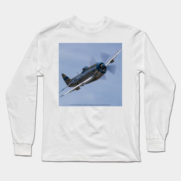 P-47D Thunderbolt Fly-By Long Sleeve T-Shirt by acefox1